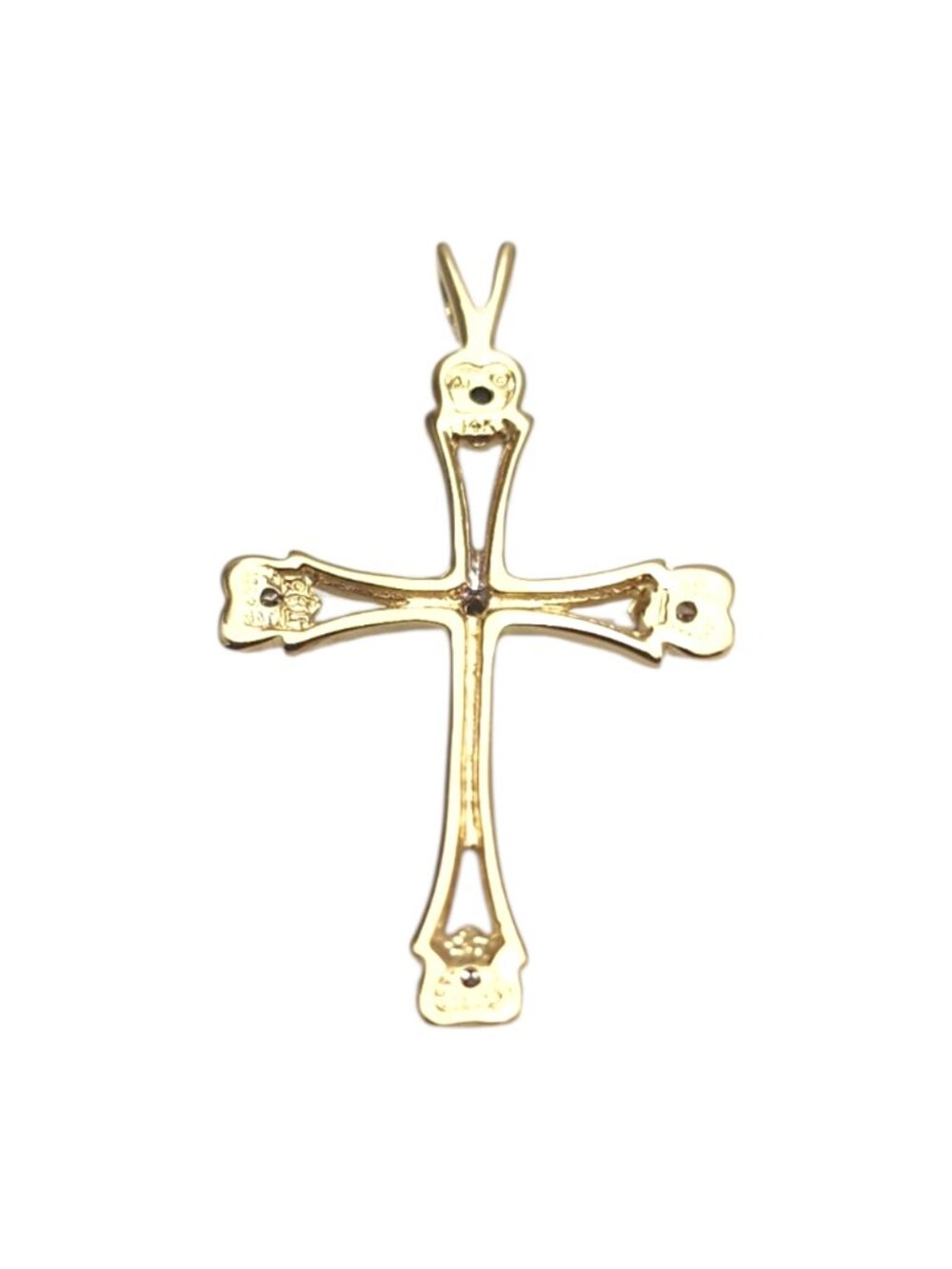 14K Yellow Gold Diamond Heart Cross Pendant #25292 - Picture 2 of 5